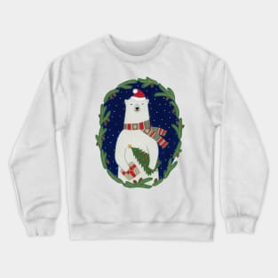 Polar Bear with Christmas Tree Crewneck Sweatshirt